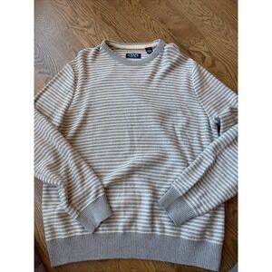 Chaps Mens Gray Multicolor Striped L Pullover Sweater